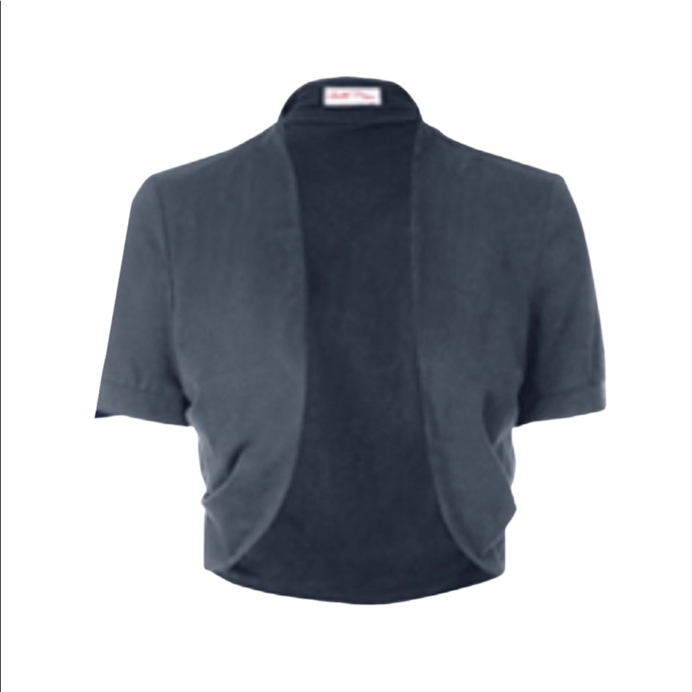 BELLE POQUE Modest Shrug Lightweight Cool Gray Short Sleeve Cropped Cardigan
